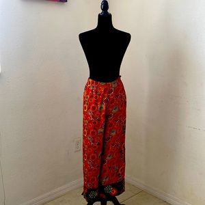 Chico’s Vintage printed bright colored wide leg trousers.